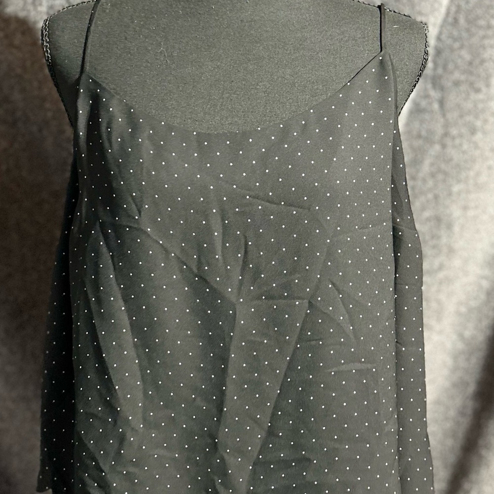 Elle Black Polka Dot Spaghetti Strap Blouse